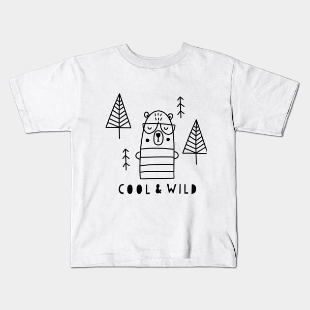 Cool and Wild. Woodland Onesie design Kids T-Shirt by Satic